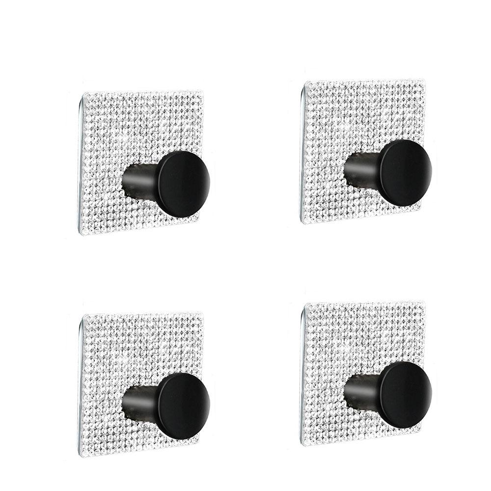 4pcs Punch Free Wall Hook Strong Adhesive Square /Round Bathroom Door Hook Single Hook Wall Mounted Towel Hanger Hook Clothe Bag