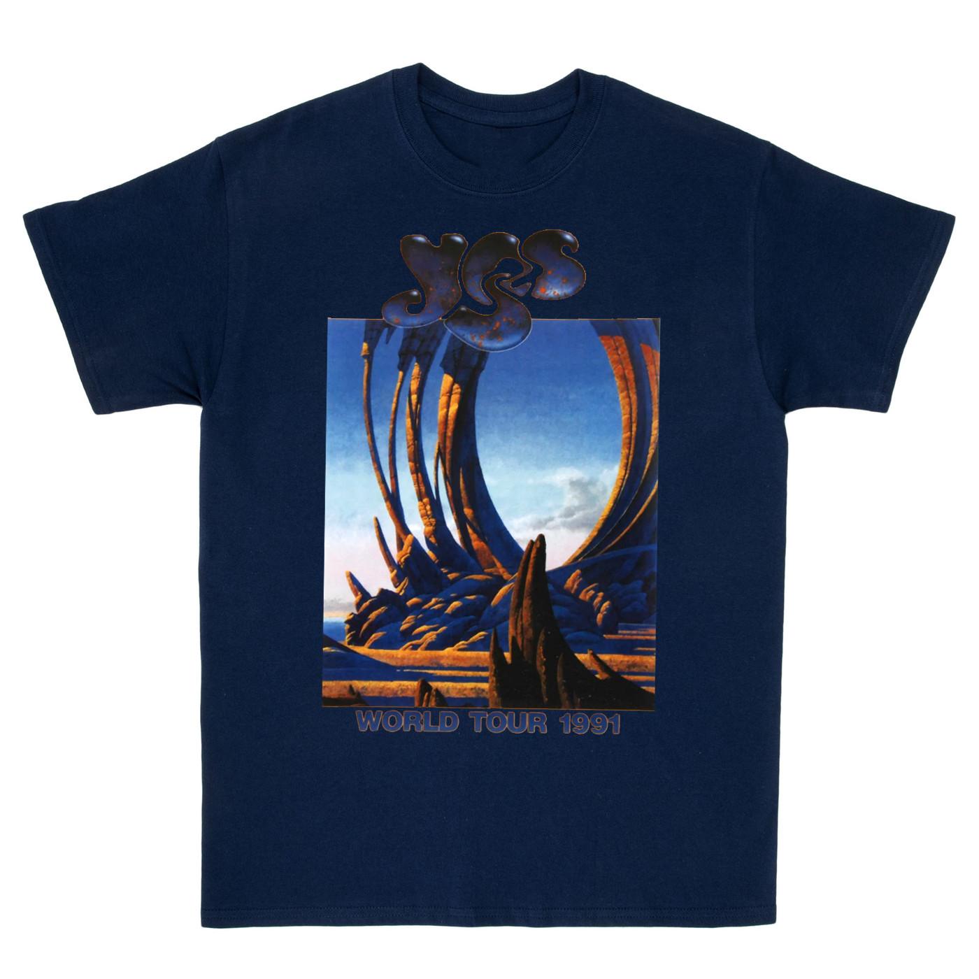 World Tour 1991 Yes Band Shirt Classic Navy Blue Unisex Size S-5XL 1R338 XXL