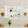 Modern Bathroom Mirror Cabinet White made of MDF – Wall-Mounted Bathroom Cabinet with Mirror & Storage Compartments