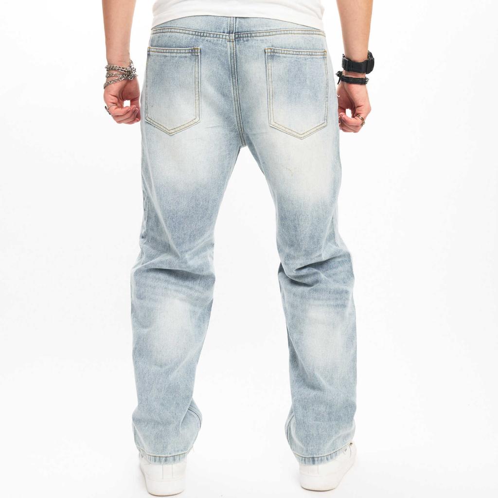 Europäische und amerikanische High Street Herrenjeans mit lockerem, weitem Bein und geradem Bein für Männer