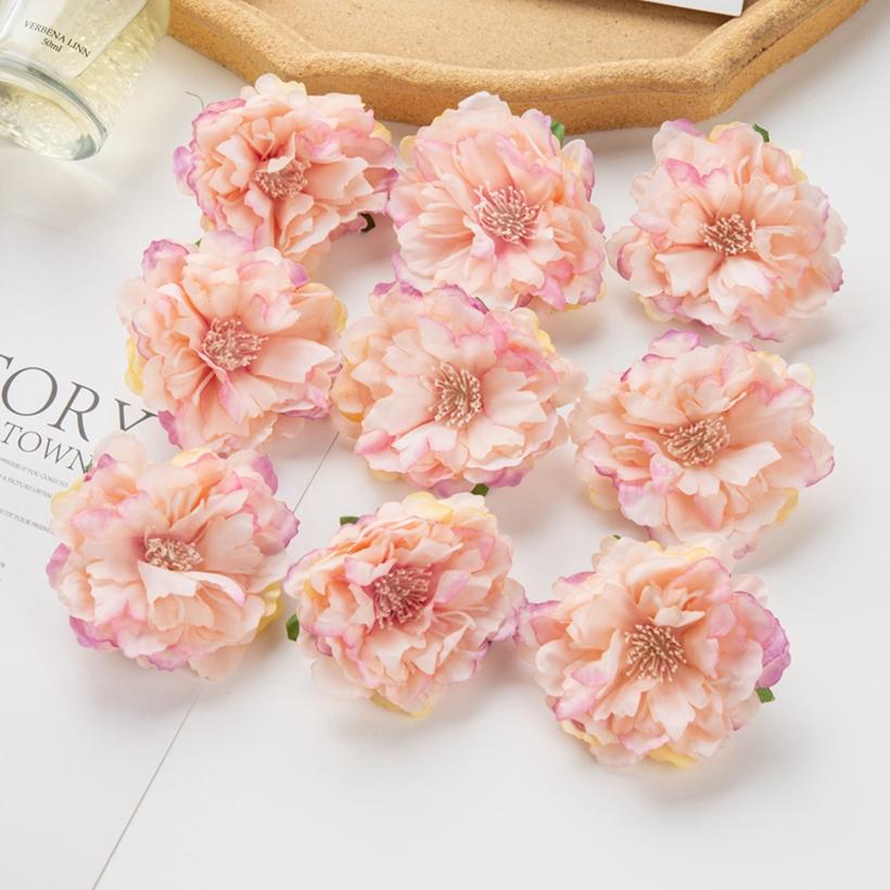 

50/100 шт. Искусственный цветок шелковый пион для дома сада горячая распродажа венок свадебный букет настенный фестиваль DIY украшение для скрапбукинга 50pcs белый