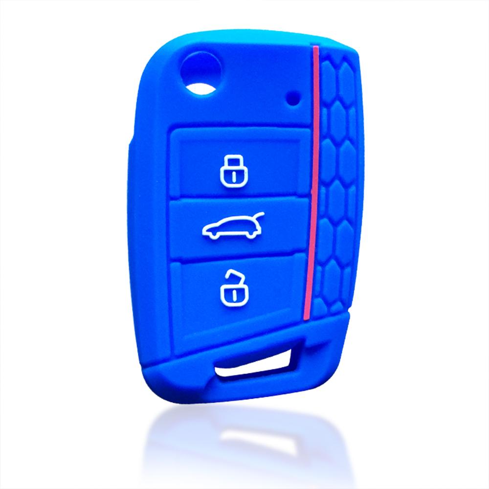 Silicone Key Case For Skoda Octavia A7 KAMIQ 2021 Rapid Karoq Fabia For Seat Leon Ibiza Ateca For VW Polo Golf 7 Tiguan T-Roc T6