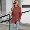 Women S High Neck Loose Long Sleeve Split T Shirt Top
