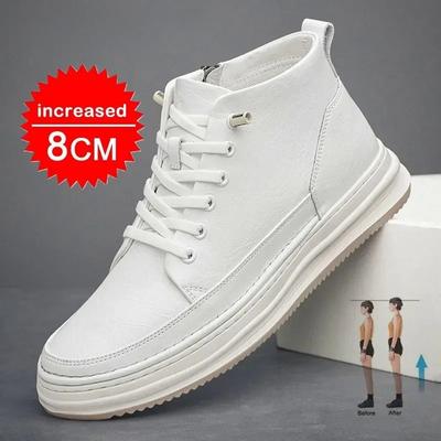 Casual Genuine Leather New Height Increasing Shoes for Men 8cm Invisible Elevator Sneakers Sport Zapatillas De Hombre