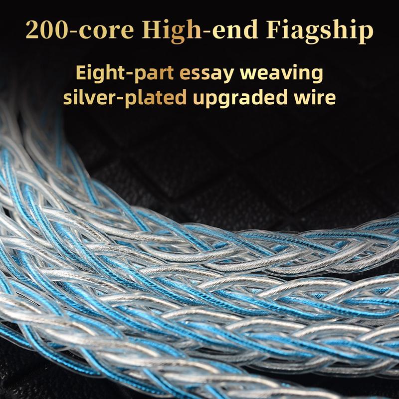 Qkz T1 Earphone Cable 8 Strand Copper Silver-Plated Upgrade Wire 3.5Mm Wired Headphone Cord For Zxn Zxt Ak6 Zs10 Edx Pro Zsr Cca