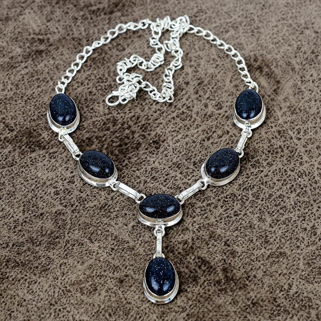 Black Onyx Gemstone Handmade 925 Sterling Silver Jewelry Necklace 18" KKG-407