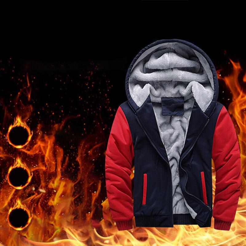 Autumn Winter Men's Casual Sports Suit Hooded Cardigan Plus Velvet Jacket Thick Sweater