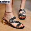 Fashion PVC Transparent Women High Heels Slippers Crystal Sandals Elegant Open Toe Shoes Flip Flops 2025 Summer Dress Slides Mujer Pumps