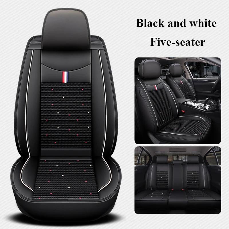 

5-местные высококачественные чехлы на сиденья из кожи и ледяного шелка с полной защитой - Универсальная посадка, дышащие, противоскользящие, простые в установке