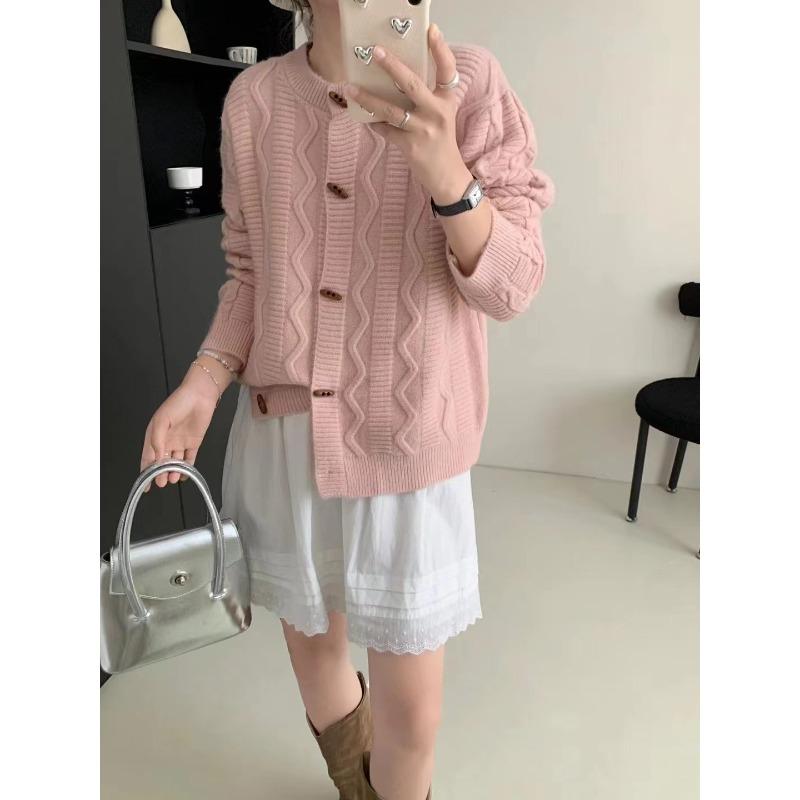 

Свитер-жакет женский новый свободный и ленивый вязаный кардиган с косами, верхняя одежда One Size