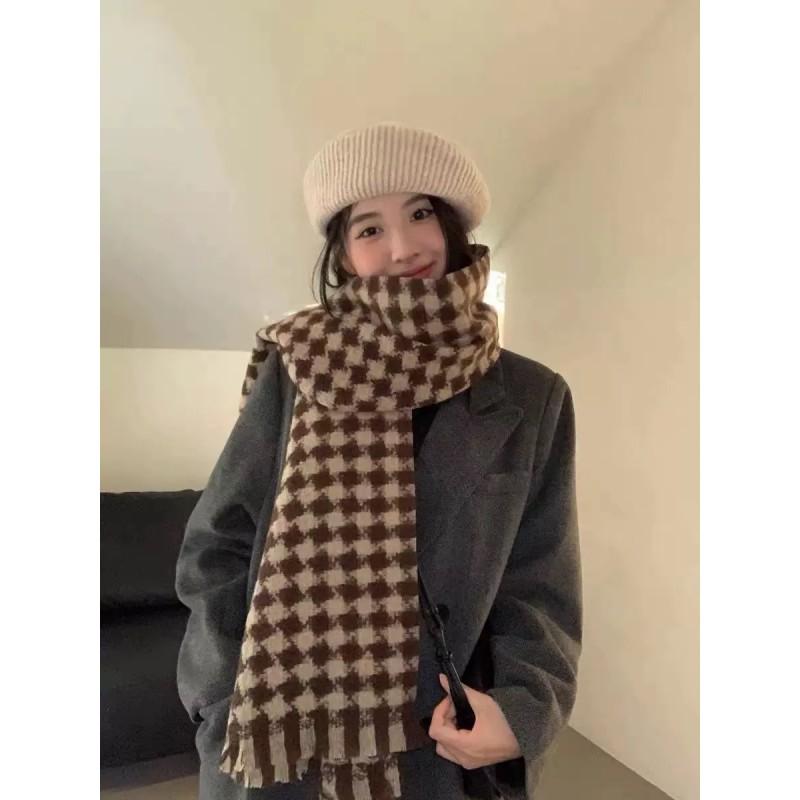 Soft Fuzzy Oversized Scarf Women Winter Warm Thick Acrylic Blend Solid Color Plush Neck Wrap