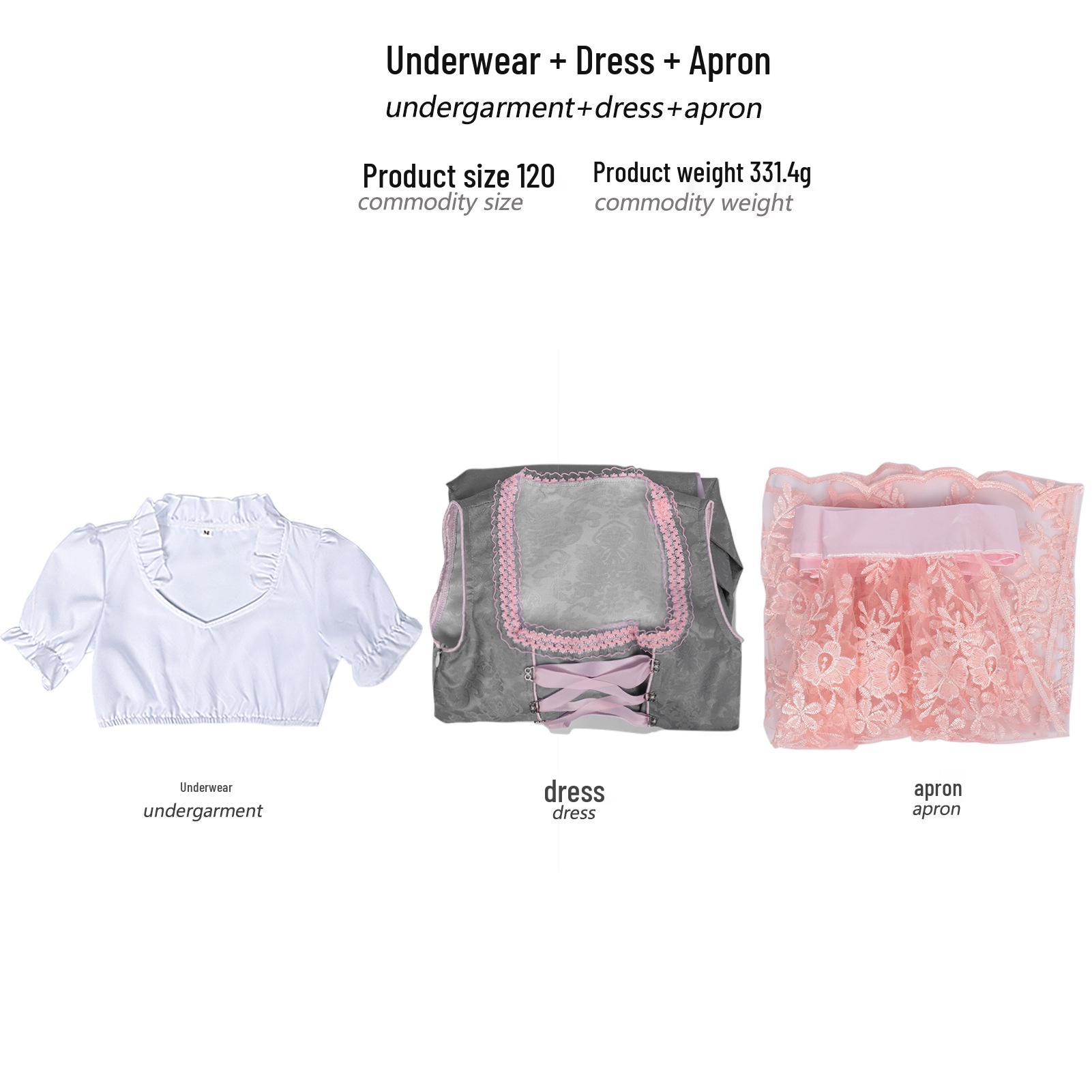 

2025 Spring/Summer European & American Women s Maid Costume Beer Dress with Short Sleeve Tie-up Set 130
