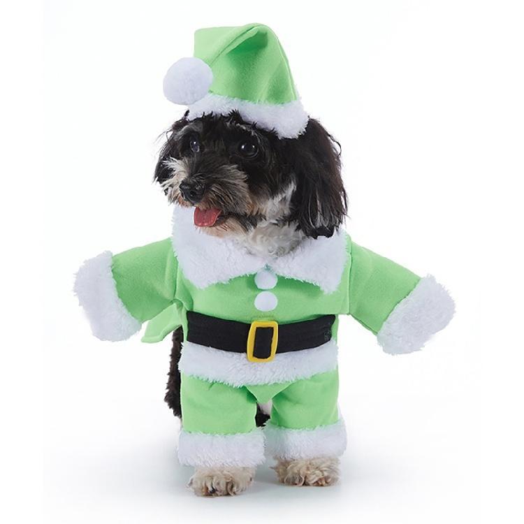Lovely Christmas Outfit for Dog Cats Santa Costume Jumpsuit Hat Set Pet Festival Costume Theme Party Photoshooting Props