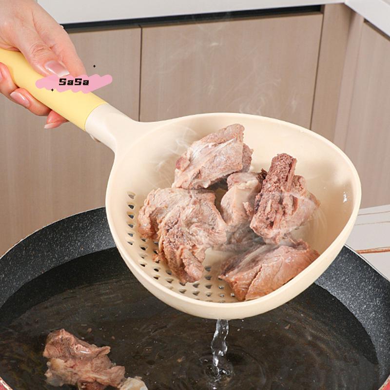 2-in-1 Soup Ladle And Colander Big Size High Heat Resistant Kitchen Strainer with Long Handle for Efficient Draining -1/2/3/5Pcs