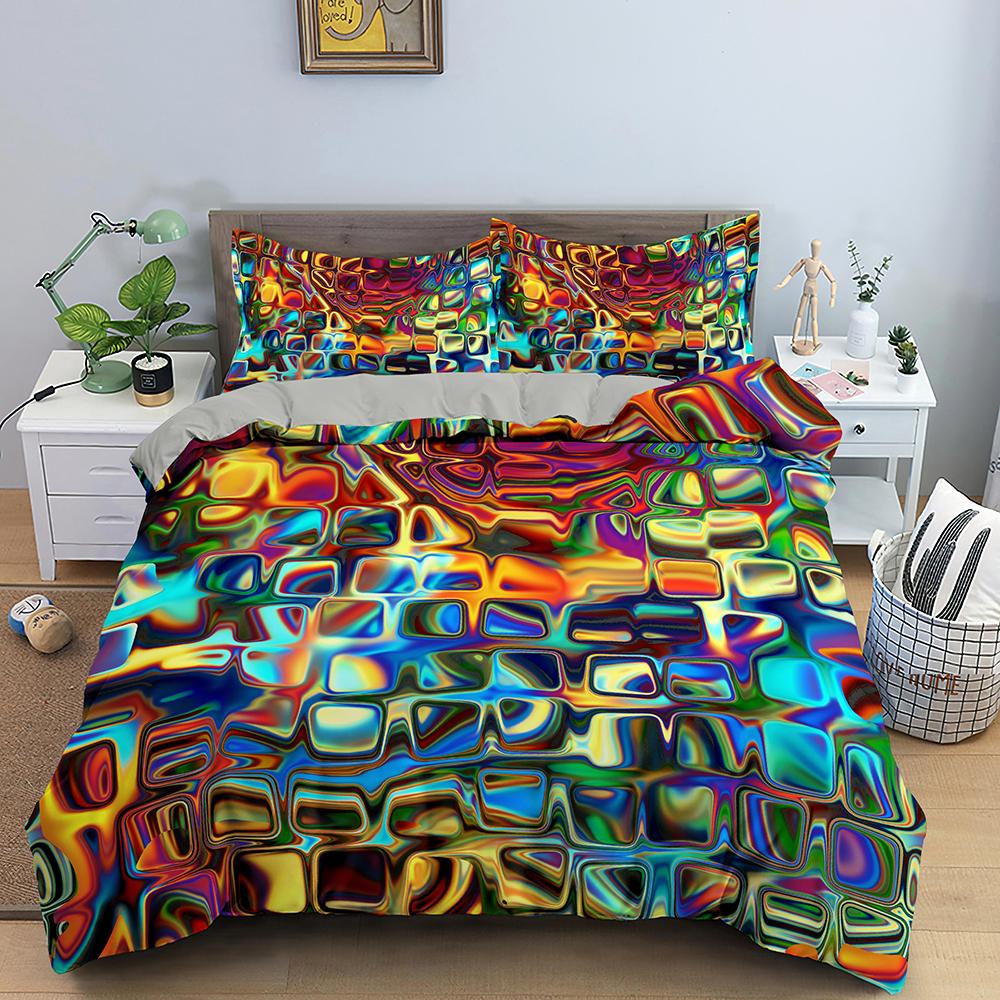 Abstract Duvet Cover Set King Microfiber Blue Psychedelic Bedding Set 2/3 Pcs Queen Size Warped Space Theme Twin Comforter Cover