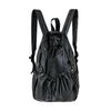 New Drawstring Pleated Silver Backpack Women's Wind Light Girls Casual Large Capacity Backpack Women