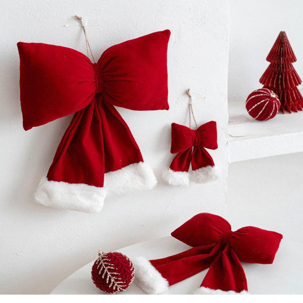 Christmas Plush Bow Soft Velvet Christmas Bow 3d Bow Ornament Handcrafted For Gifts Chair Decoration Christmas Tree