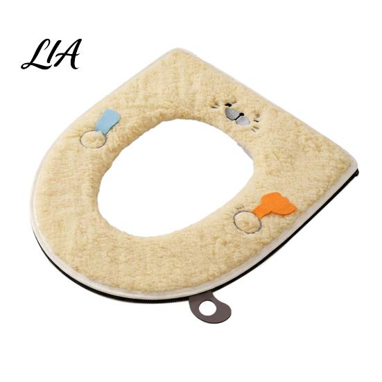 Cold Weather Toilet Seat Warmers Soft Plush Cover, Thick Washable Bathroom Pad with Zipper And Easy Handle Handle, Warm Skin-Friendly Cushion