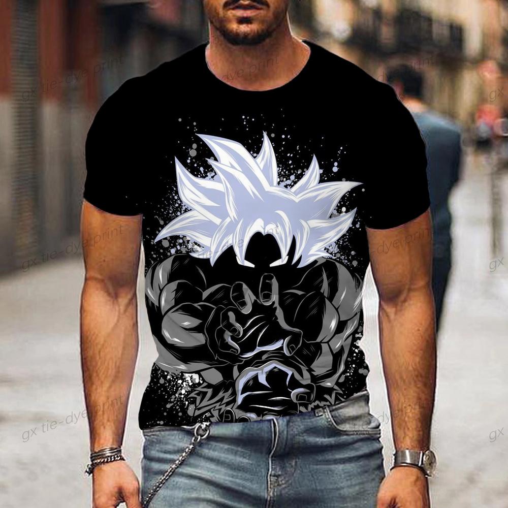 ETST 011 2024 Dragon Ball Z Oversized Heren T-shirt Heren T-shirt Trend Goku Kinder Vegeta Kleding Korte Mouw S