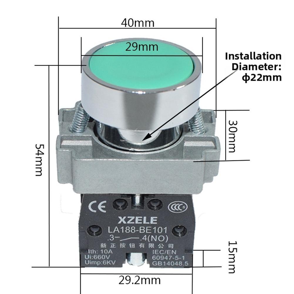 Industrial Strength Push Button Switch with Indicator Light LA188 Series Made of Zinc Alloy for Long Term Operational Use