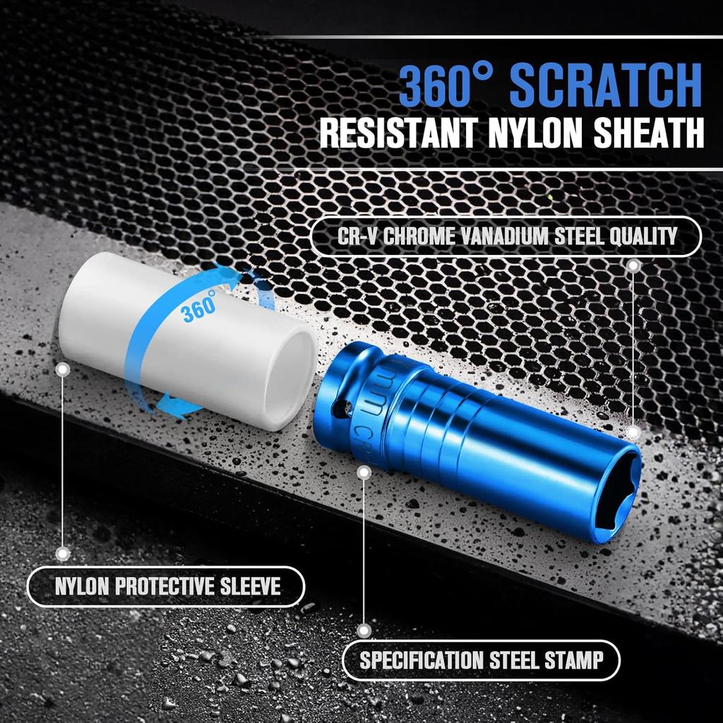 Bunte 7-teilige multifunktionale Kombinations-Pneumatik-Universalhülse verdickt 17-27 Sechskant-Schutz-Radnabenhülse