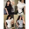 T-shirt Court Manches Courtes Coupe Ajustée Style Coréen pour Femme - Mode Été 2025