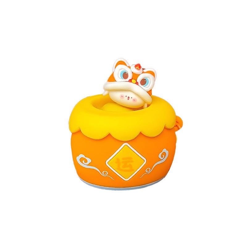 Whimsical Dance Lion Drum Silicone Keychain Playful Cute Accessory For Use Everyday