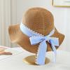 New Summer Women's Straw Hat Lace Butterfly Knot Wave Design Knitted Sunshade Beach Hat Korean Style Large Brim Fisherman Cap