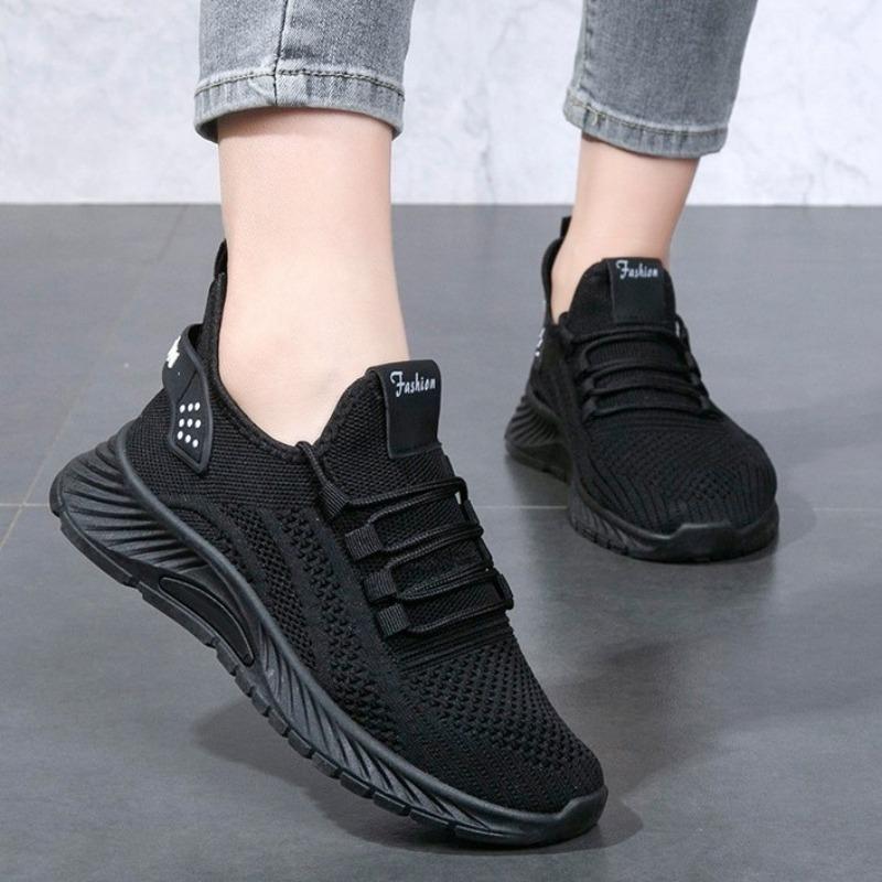 

Туфли женские весенние новая мода повседневные спортивные одинарные туфли тренд летящие тканые женские туфли 36 чёрный