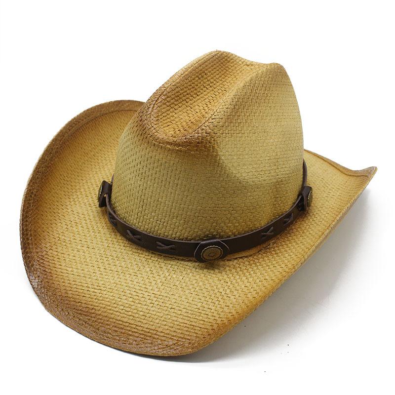 Outdoor Outing Visor, Crimped Western Cowboy Hat, Outdoor Sunscreen Hat, Spray Paint Straw Hat Summer