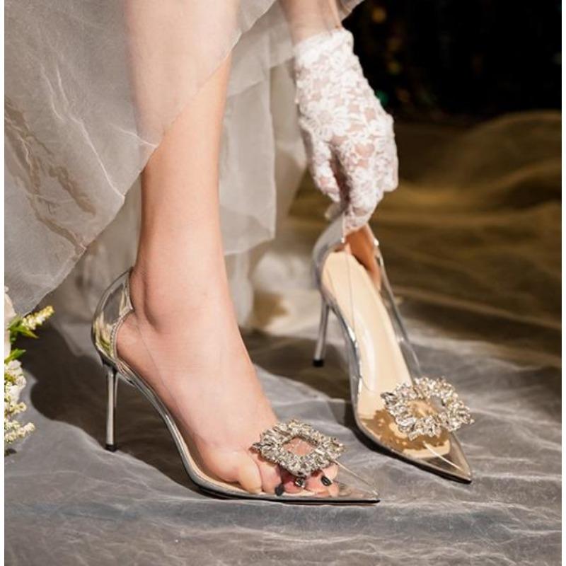 

Мода Новый Стиль Мода Сексуальные Прозрачные Туфли Стразы Бабочка Острый Носок Туфли Свадебные Высокие Каблуки Весенне-Летняя Обувь 40