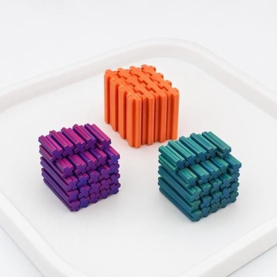 Decoration Art 3D Printed Slime Cube Fidget Toy, Squishy Puzzle Stress Relief Toy for Desk Office, Home Creative Geometric Desktop Decor with