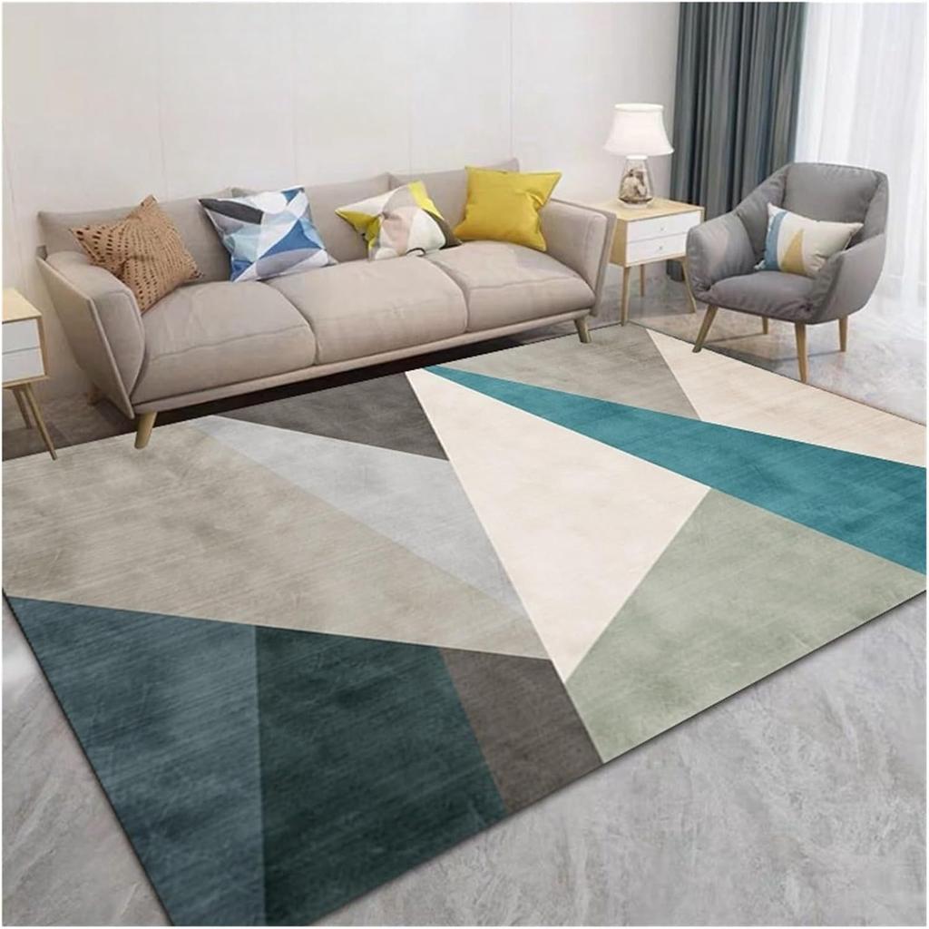 Vikama Nordic Geometric Luxury Loop Pile Rug - Washable Mat For Hall, Airbnb, Bedroom, Office, Home Decor