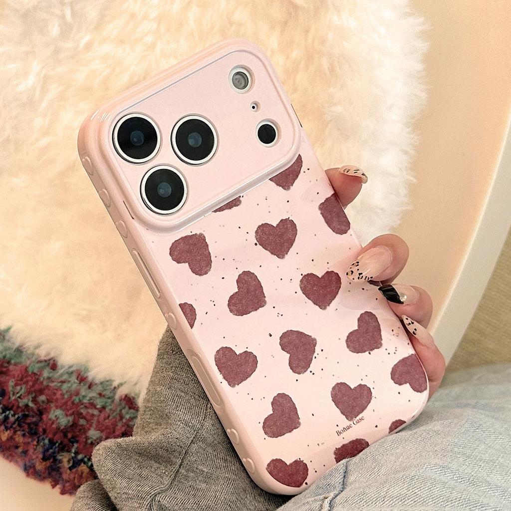 Creative Burgundy Heart-Shaped Phone Case for iPhone 17 and iPhone 17 Pro Max