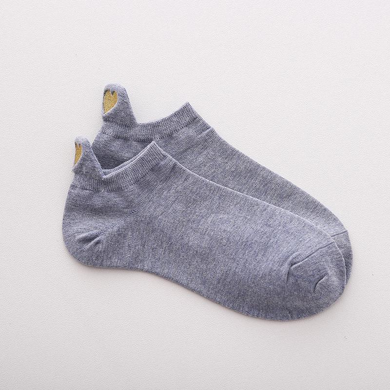Women Cotton Ankle Socks New Fashion Spring Color Novelty Girls Cute Heart Embroidery Casual Funny Short Socks