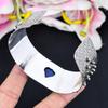 Lapis Lazuli Gemstone Handmade 925 Sterling Silver Cuff Bangle Adjustable KG-1870