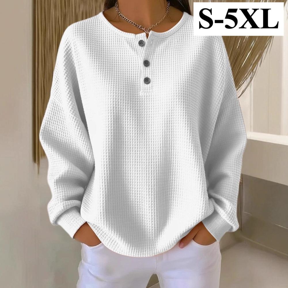 **Maglione da donna a nido d'ape con scollo rotondo, vestibilità ampia, tinta unita, alla moda, autunno inverno**