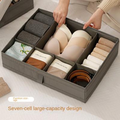 Dustproof Underwear Storage Box Stackable Anti-mite Wardrobe Clothes Divider Moisture-Proof 7 Grid Bra Socks Organizer