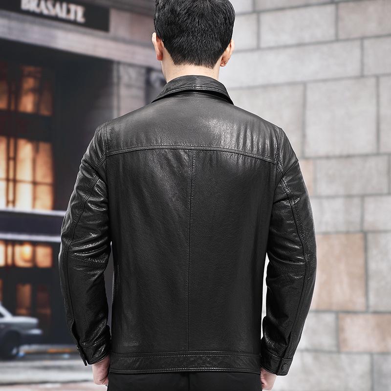 Spring and Autumn New Genuine Leather Jacket Men's First Layer Cowhide Jacket Business Men's Fashion Versatile Jacket Motorcycle Leather Jacket Trend