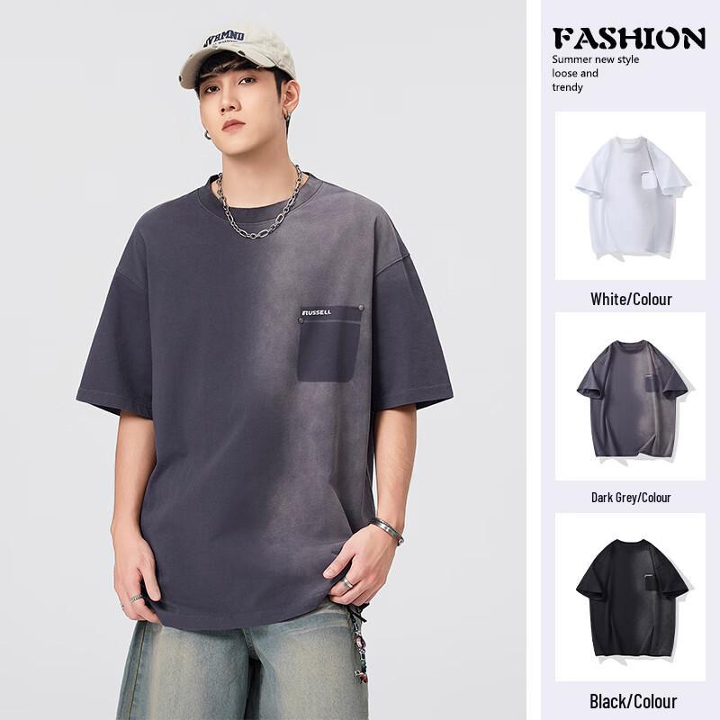 VUUG Men s Loose Fit Round Neck T-Shirt with Pocket 2XL