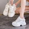 Women's Fashion Casual Lace Up Sneakes 2024 New Wedge Platform Increase Height Vulcanized Shoes Thick Soled Tennis Sneakes