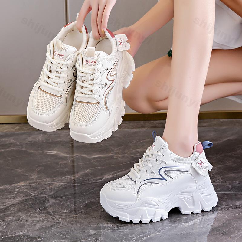 

Women s Fashion Casual Lace Up Sneakes 2024 New Wedge Platform Increase Height Vulcanized Shoes Thick Soled Tennis Sneakes 35 белый