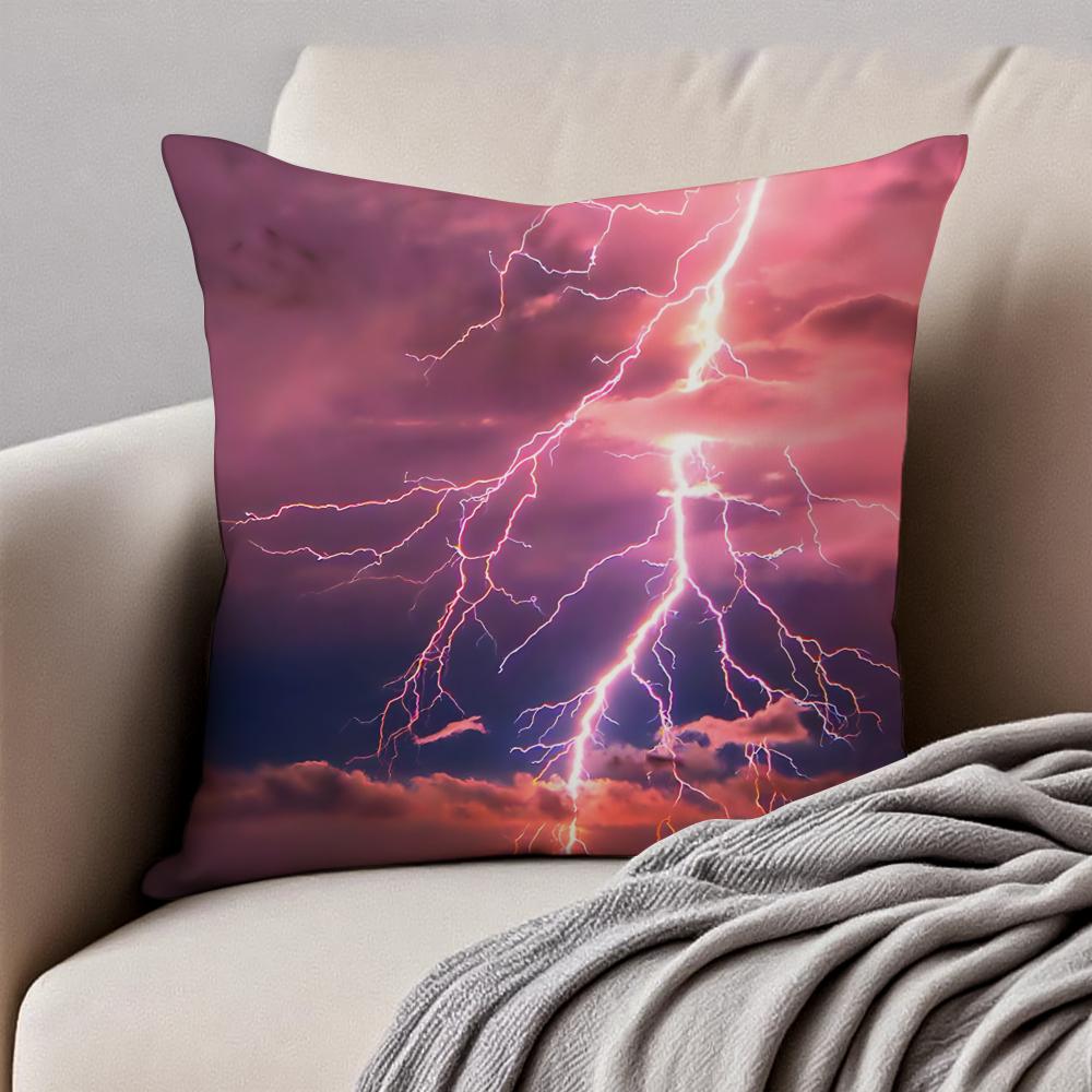 night lLightning Cushion Cover Pillowcase Antidustmite Invisible Zipper Short Plush Sofa Cushion