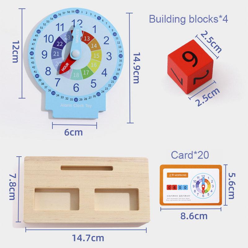 Children Montessori Clock Educational Toys Hour Minute Second Cognition Clock Model Teaching Aid Time Learning for Kindergarten синий