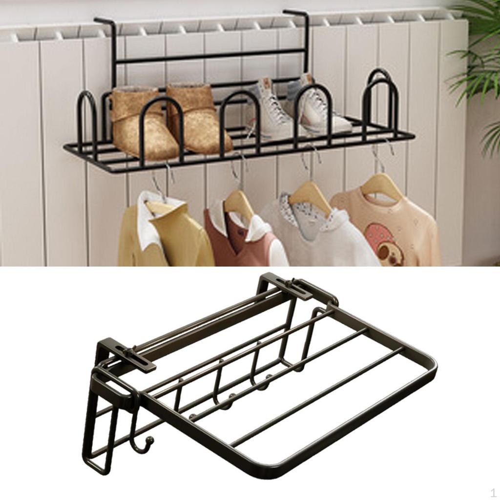 Iron Clothes Drying Rack with Adjustable Hooks for Home Use