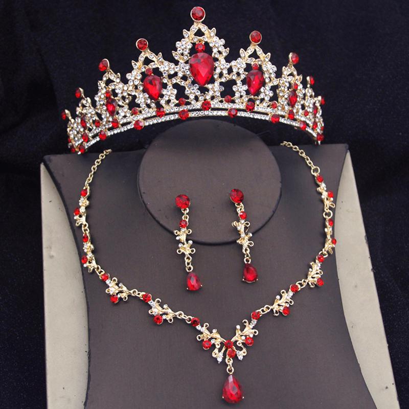 Luxury Princess Bridal Jewelry Sets for Girls Tiaras Crown Dangle Earrings Choker Necklace Wedding Jewelry Set