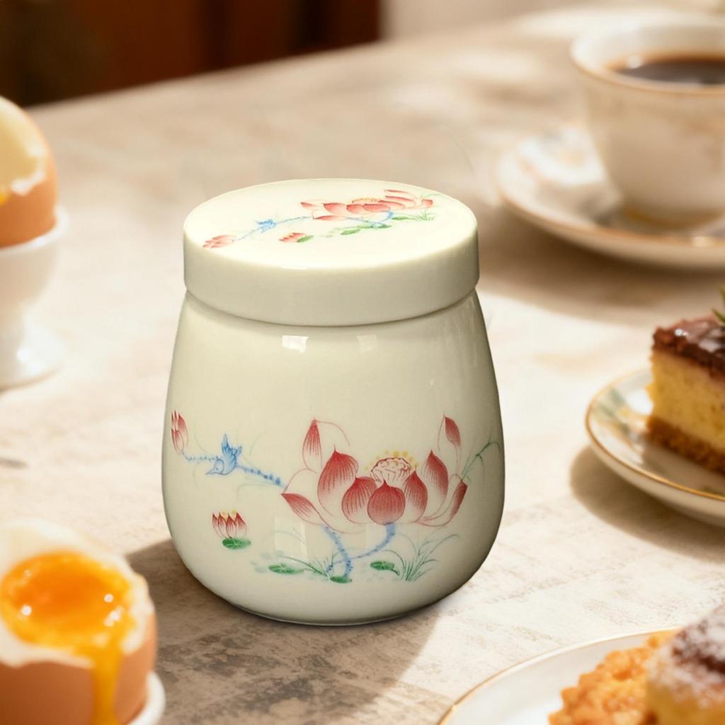 Coddled Egg Cups 220ml Keramik Tischdekoration Coddled Egg Cups mit Deckel für Zuhause Wohnheim Hotel Restaurant Apartment