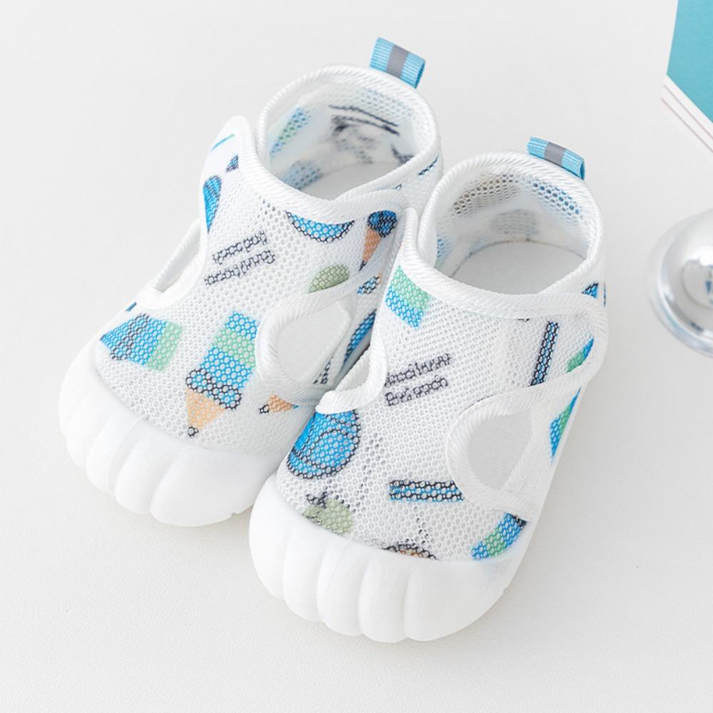 

Детские сандалии из сетки, дышащая обувь для младенцев, обувь для ходьбы, первые шаги, унисекс S синий