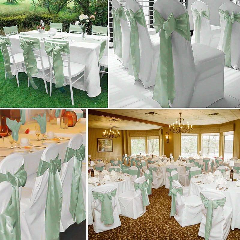 10pcs Satin Chair Streamer Universal Chair Covers 17*275cm Ribbon Bow with Bow Ties Solid Color Wedding Birthday Decoration