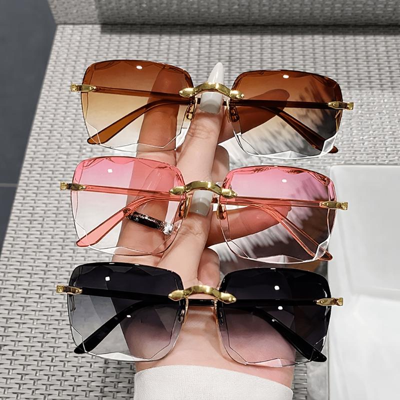 Square Rimless Sunglasses Women Luxury Brand Designer Summer Glasses Fashion Sun Glasses for Men